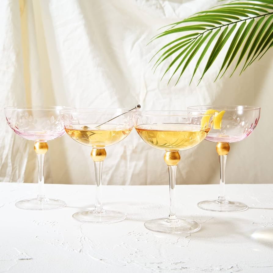 Amazon.com | Art Deco Coupe Cocktail Glasses - Set of 4, 8oz